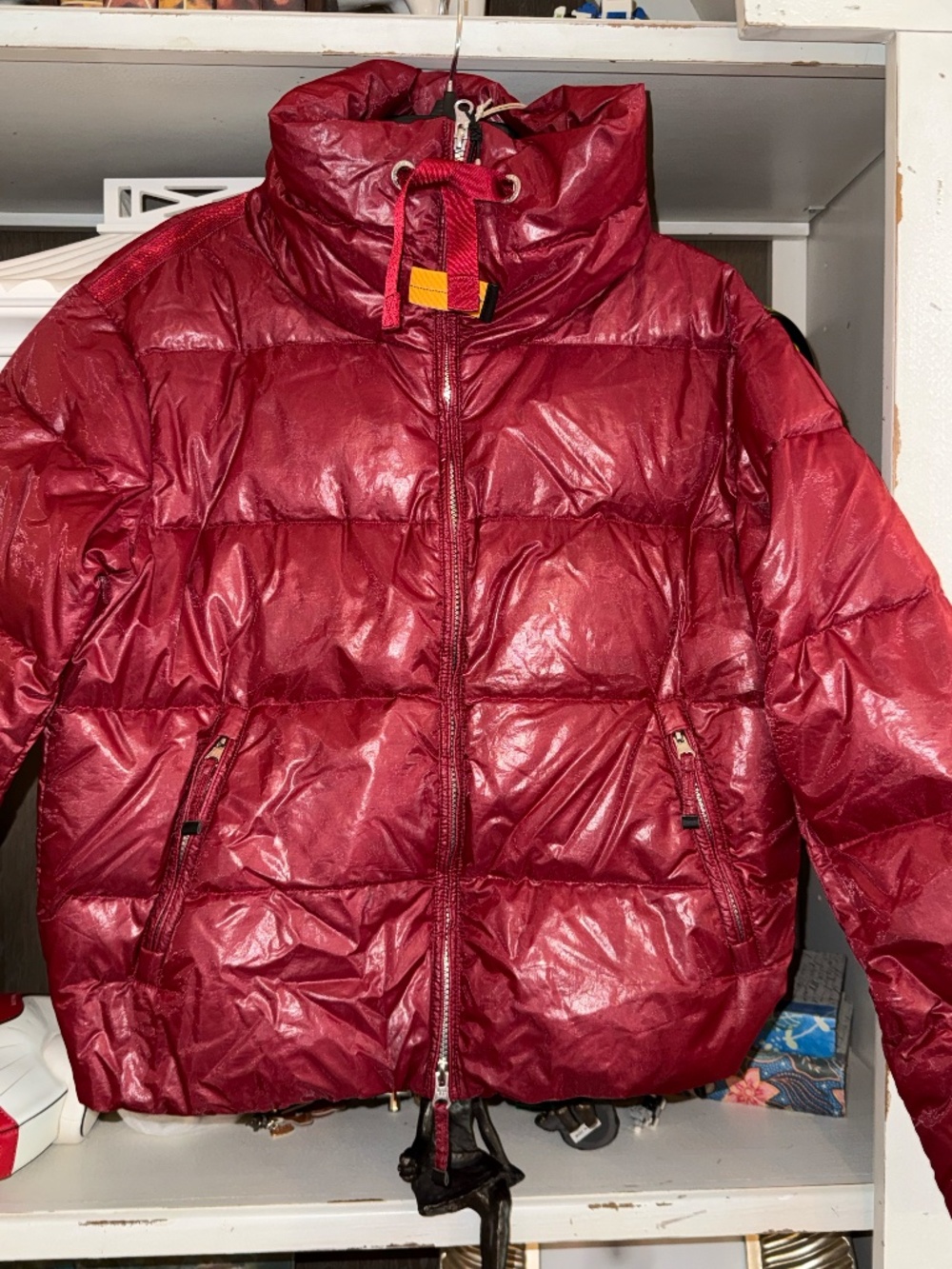 Parajumpers XS high neck quilted jacket glossy red polyamide down filled nwt - Picture 8 of 10